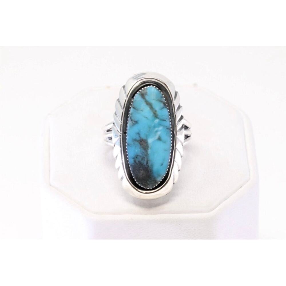 Native American Navajo‎ Sterling silver Turquoise Ring Benally running bear